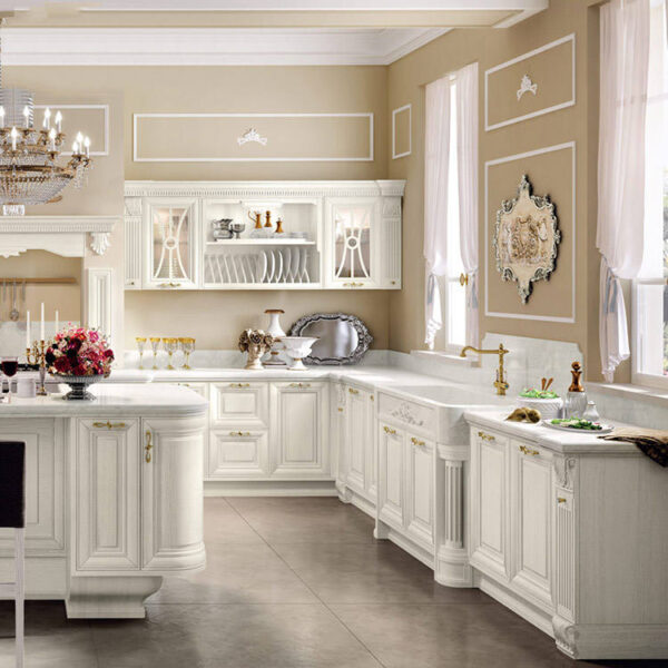 White Shaker Cherry-Wood Kitchen Cabinet
