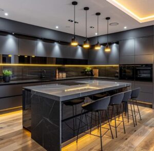 Artificial Marble Counter Hinge Drawer Particleboard Cabinet