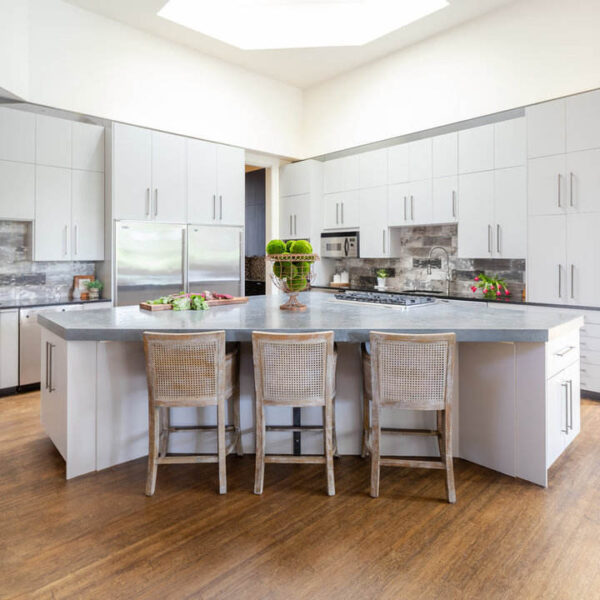 High-Gloss Flat-Panel White Modular Kitchen Cabinet