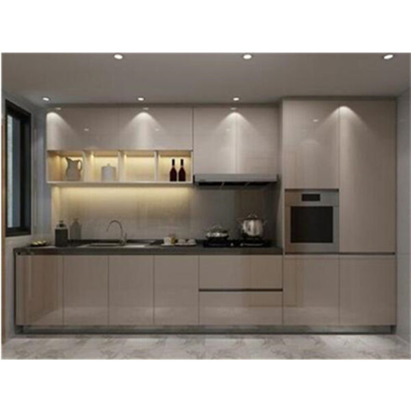 Minimalist Flat-Finish Melamine Plywood Kitchen Cabinet