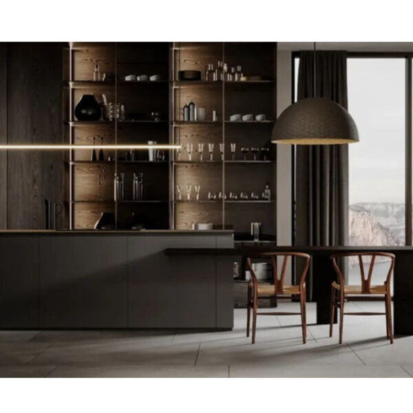 Matte-Grey Melamine Board Kitchen Cabinet