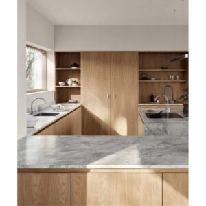 Natural-Oak-Wood-Kitchen-Cabinet-Design-With.jpg Natural Oak Matt-Sanded Grey Quartz Worktop Kitchen Cabinet